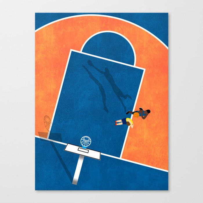 Shoot Hoops Basketball Court Aerial Illustration Canvas Print by The