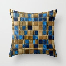 Modern Beautiful Ocean Blue Gold Collection Throw Pillow
