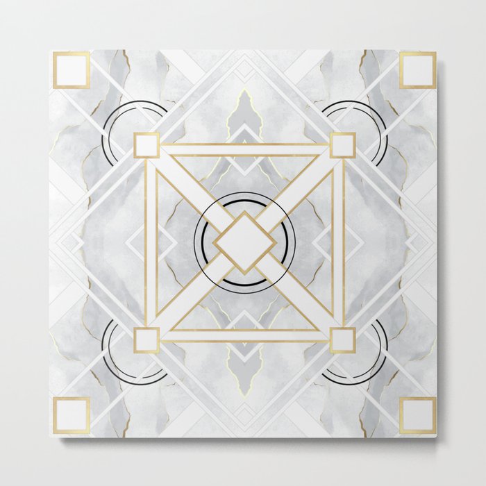 Elegance in Marble and Gold - Pattern Metal Print