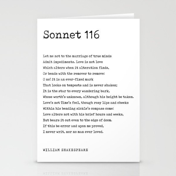 Sonnet 116 - William Shakespeare Poem - Literature - Typewriter Print 2 Stationery Cards