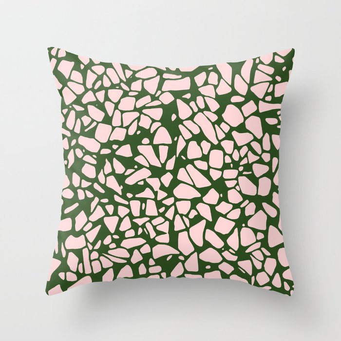 Stone Pattern Salmon Pink Olive Green Throw Pillow By Danleman