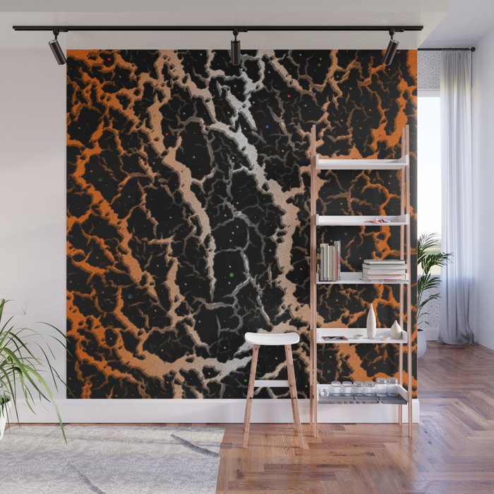 Cracked Space Lava - Orange/White Wall Mural