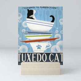 dish soap cat tuxedo kitchen decor art  Mini Art Print