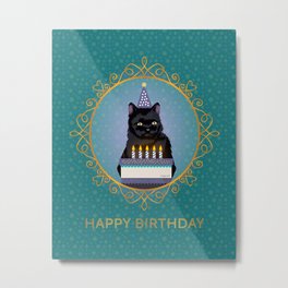 Black Cat Birthday Metal Print