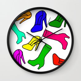 Different Colors of Shoes and Boots Wall Clock