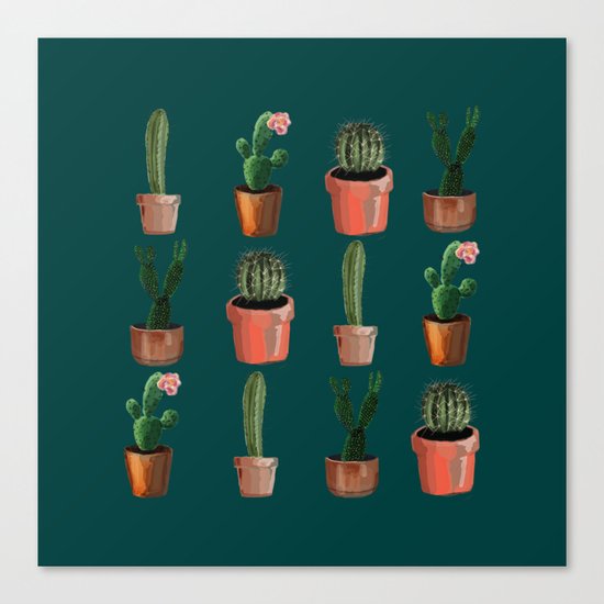 Various Cacti Green Canvas Print