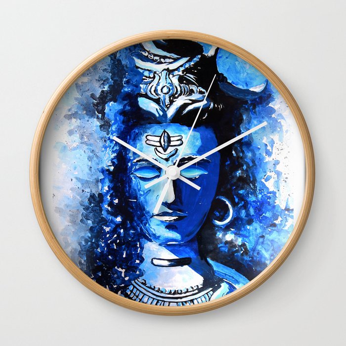 Lord Shiva Blue Painting Wall Clock By Navi107 Society6