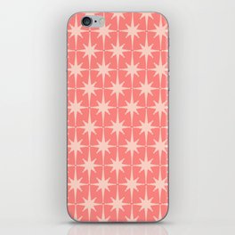 Midcentury Modern Atomic Starburst Pattern in Pretty Pink and Light Blush iPhone Skin