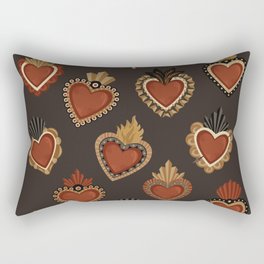 Vintage Mexican Sacred Hearts Pattern by Akbaly Rectangular Pillow