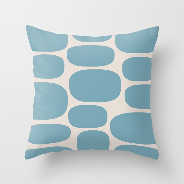 Modernist Spots 249 Blue and Linen White Throw Pillow