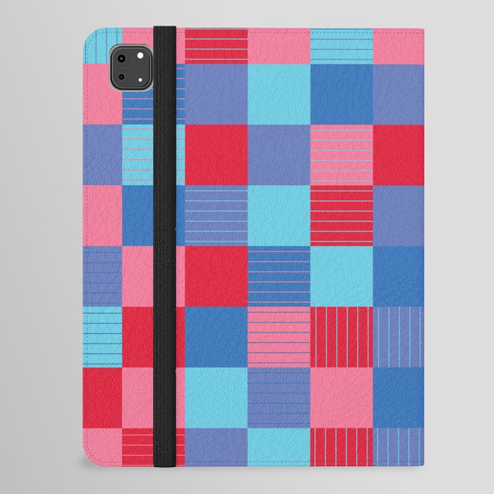 Valentine's Day Layers of Pink, Purple, & Blue Plaid Design iPad Folio Case