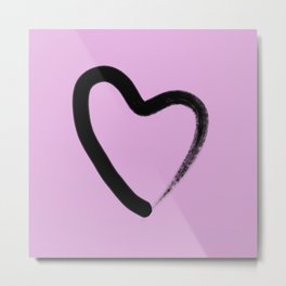 Simple Love - Minimalistic simple black love heart brush stroke on a pink background Metal Print | Minimal, Heart, Minimalism, Illustration, Love, Loveheart, Passion, Abstractlove, Blackheart, Brushstroke 