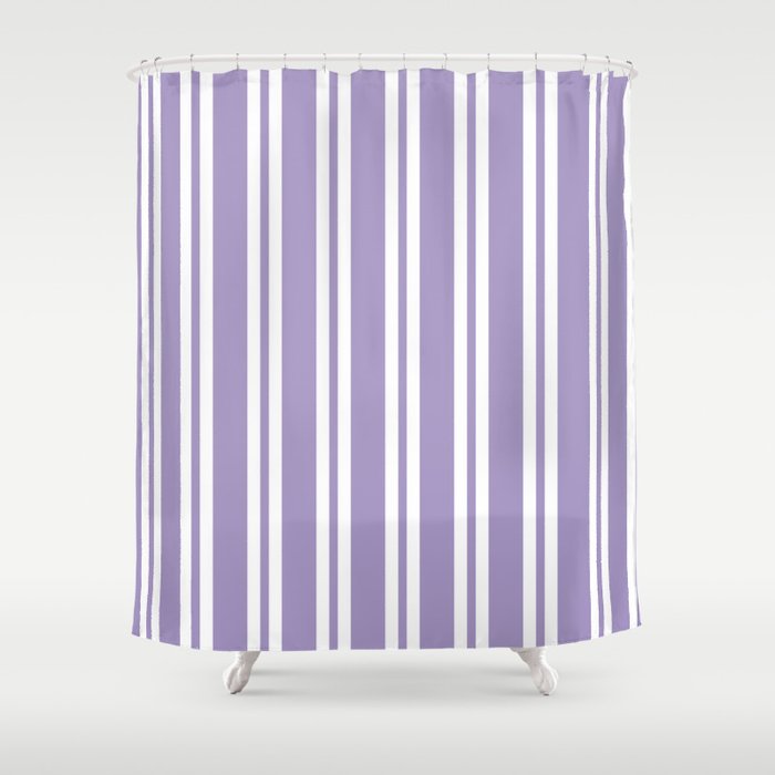 Lavender Wide Small Stripes Shower Curtain By Spotandstripe Lavender Wide Small Stripes Shower Curtain