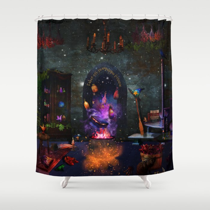 Study Of Magic Witch Potions Fantasy Shower Curtain