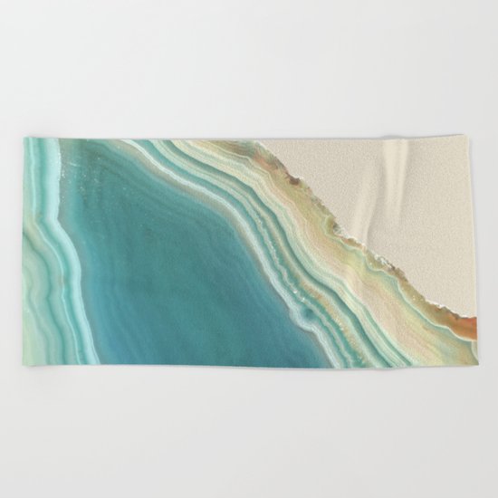 Geode Turquoise + Cream Beach Towel