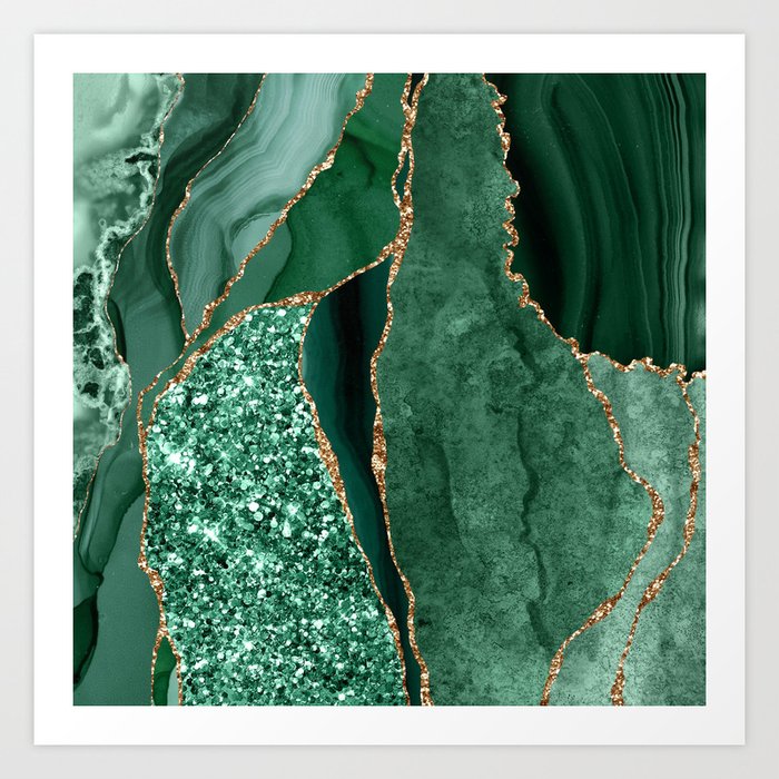 Agate Glitter Ocean Texture 14 Art Print