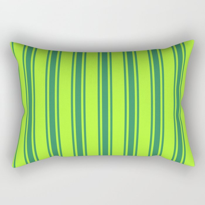 Light Green and Sea Green Colored Lines/Stripes Pattern Rectangular Pillow