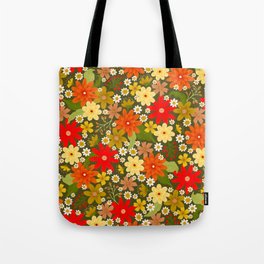bright spring floral on rich green Tote Bag