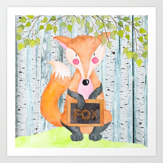 The little Fox- Woodland Friends- Watercolor Illustration Art Print