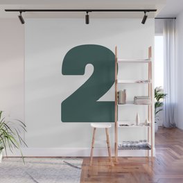 2 (Dark Green & White Number) Wall Mural