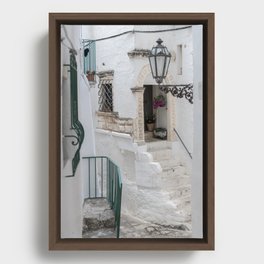 narrow winding street Framed Canvas
