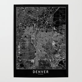 Denver Black Map Poster