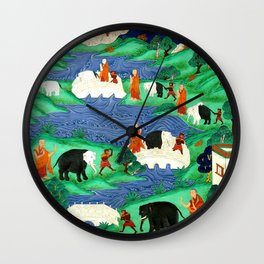Taming The Elephant Mind Buddhist Path of Samatha Tibetan Painting Wall Clock