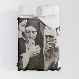 Nuns Smoking Duvet Cover