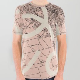 Canada - Kitchener MAP - Artistic City Drawing All Over Graphic Tee