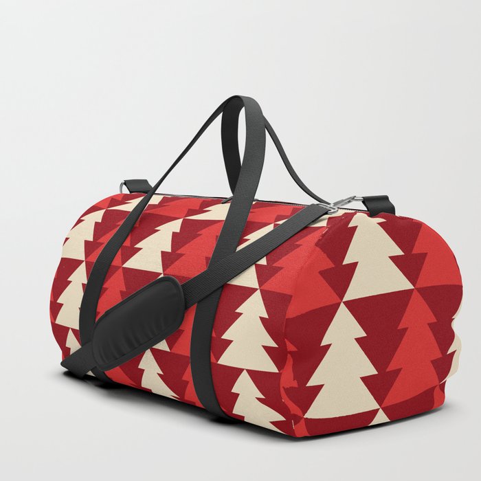 Christmas Pattern Red White Tree Geometric Duffle Bag