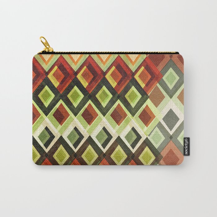 Geometric greens and reds Carry-All Pouch