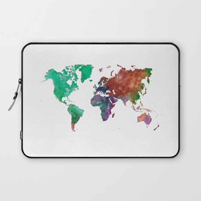world map in watercolor-multicolor Laptop Sleeve