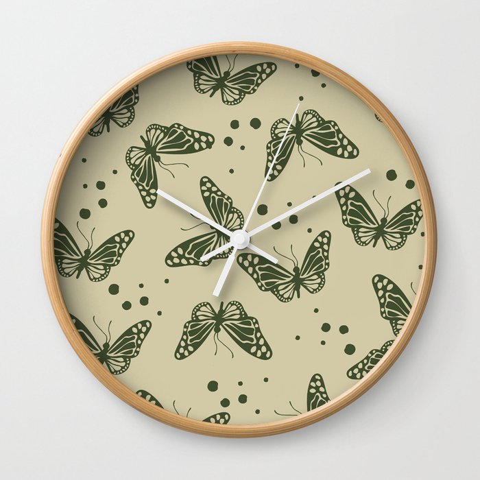 green butterfly Wall Clock