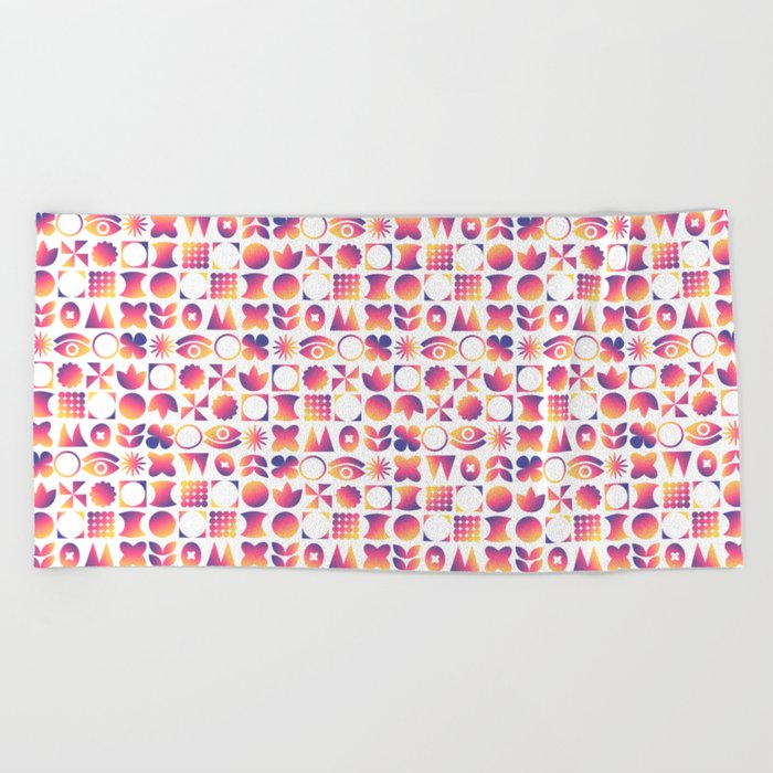 Abstract gradient shapes with grain Beach Towel