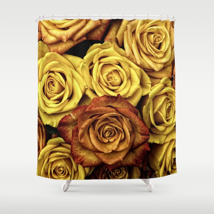 Golden Yellow Roses Pattern (Color) Shower Curtain