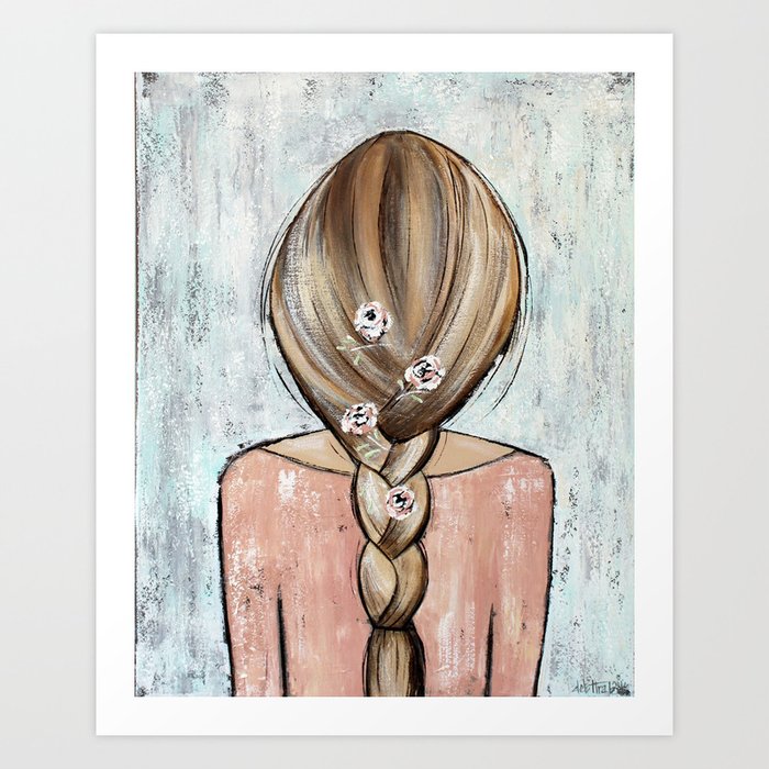 Flower Girl Braided Hair Painting Art Print By Debhrabik Society6