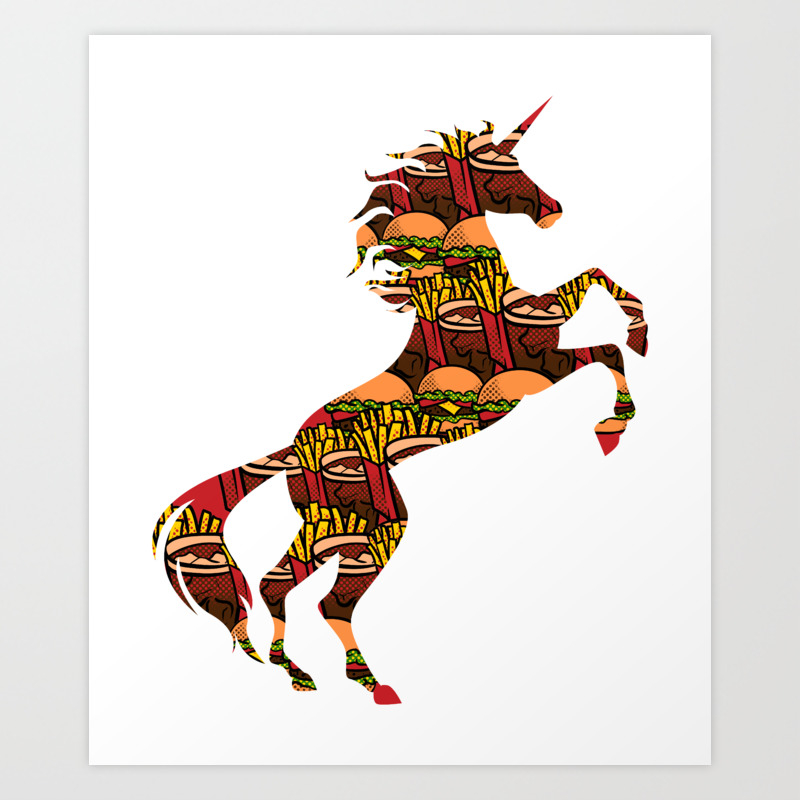 Junk Food Unicorn Unhealthy Foods Magical Unicorn Art Print By