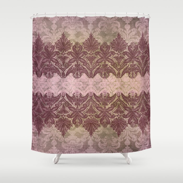 Aberdeen Heirloom Lace Damask Victorian Pinks Shower Curtain By Nancylorene