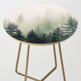 Foggy Pine Trees Side Table