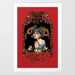Aries: Art Nouveau Zodiac Art Print