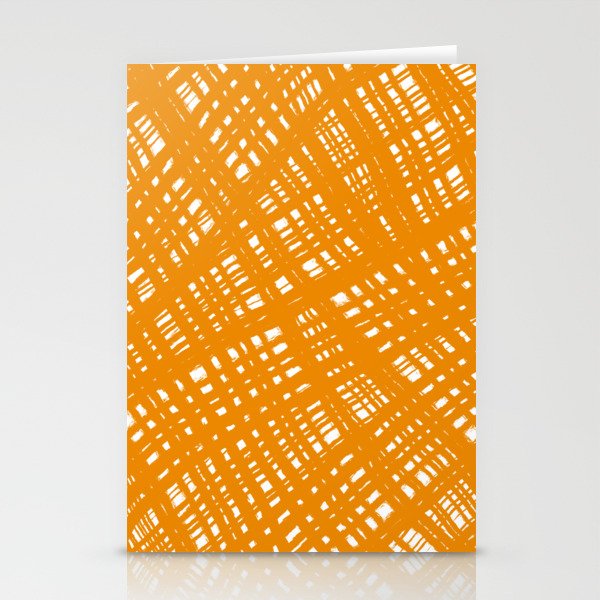 Rough Weave Painted Abstract Burlap Painted Pattern in Ochre Orange Stationery Cards