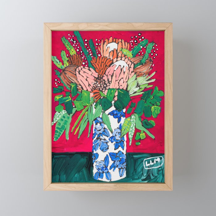 Magenta Australian Native Bouquet of Flowers after Matisse Framed Mini Art Print