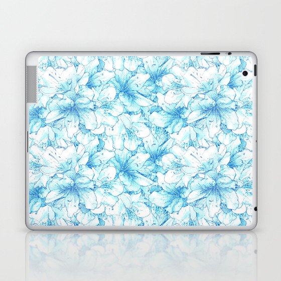 cloudy sky blue floral azalea flowering flower bouquet pattern Laptop & iPad Skin