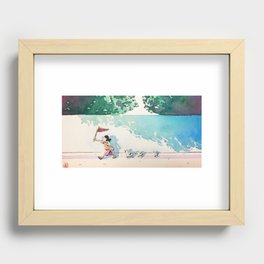 A girl and ducks Recessed Framed Print