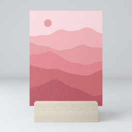Pink Mountains Landscape Minimalist Boho Mini Art Print