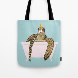 Sea Turtle in Bathtub Tote Bag