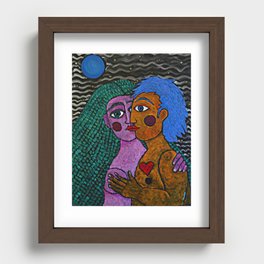 Amor bajo La Luna Azul (by YOLARTE) Recessed Framed Print