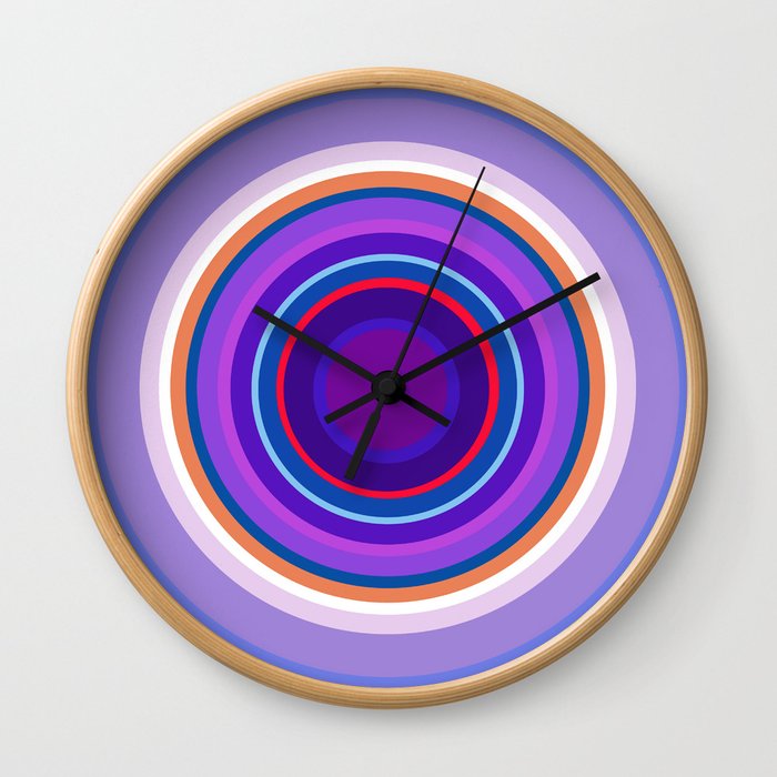 Mod Circles in Periwinkle and Purple Wall Clock