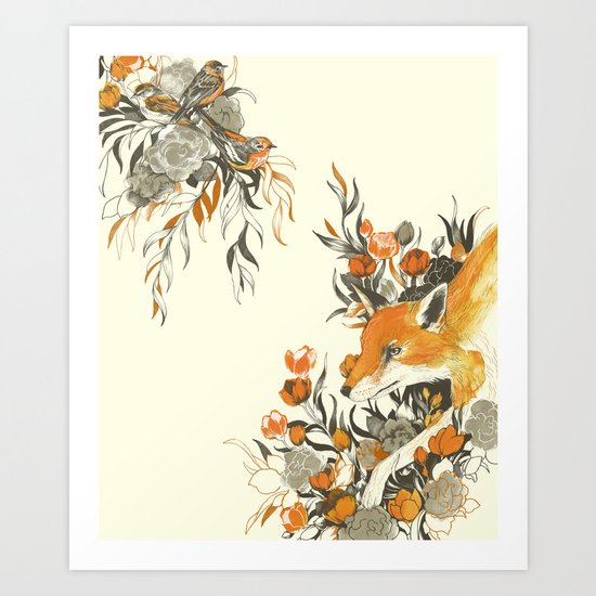 fox in foliage Art Print