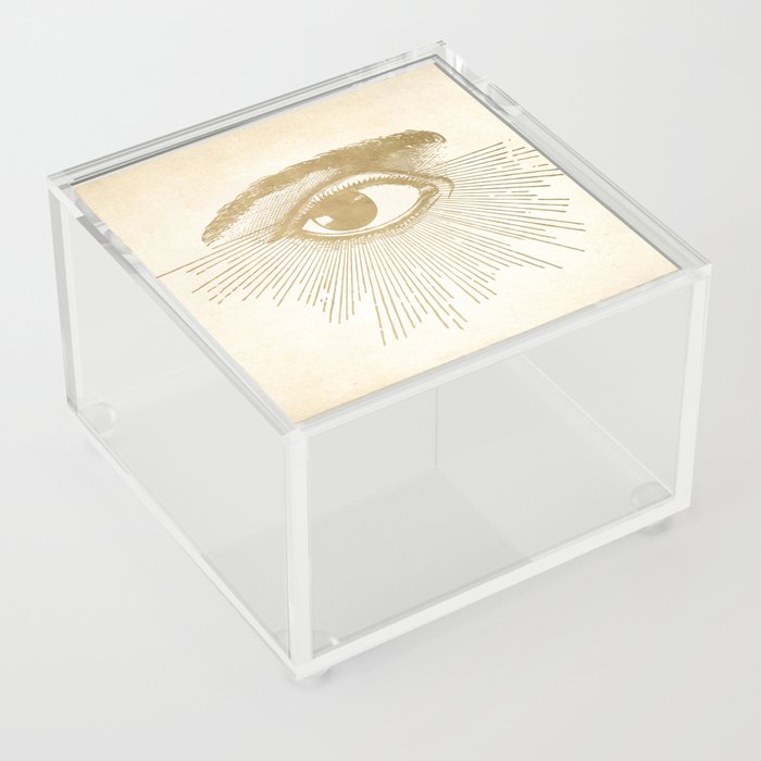 I See You. Vintage Gold Antique Paper Acrylic Box